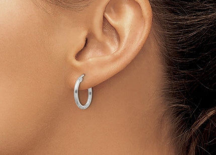 Sterling Silver Polished/Satin D/C Hoop Earrings