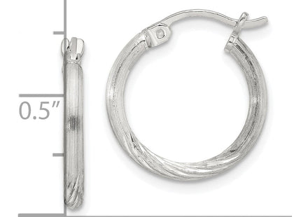 Sterling Silver Polished/Satin D/C Hoop Earrings