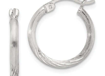 Sterling Silver Polished/Satin D/C Hoop Earrings