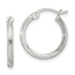 Sterling Silver Polished/Satin D/C Hoop Earrings