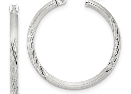 Sterling Silver Polished/Satin D/C Hoop Earrings