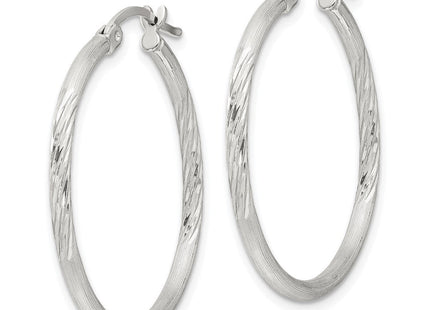 Sterling Silver Polished/Satin D/C Hoop Earrings