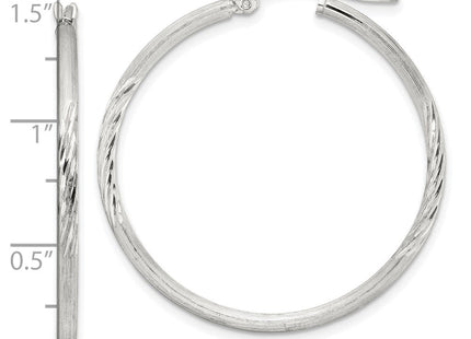 Sterling Silver Polished/Satin D/C Hoop Earrings