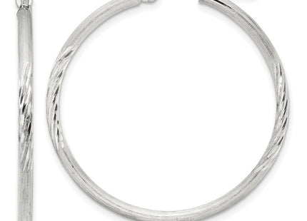 Sterling Silver Polished/Satin D/C Hoop Earrings