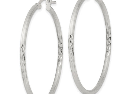 Sterling Silver Polished/Satin D/C Hoop Earrings (Style QE4421SP)