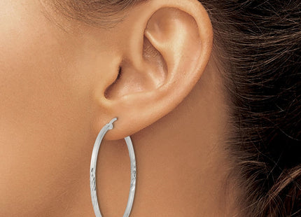Sterling Silver Polished/Satin D/C Hoop Earrings (Style QE4421SP)