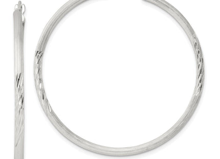 Sterling Silver Polished/Satin D/C Hoop Earrings (Style QE4421SP)
