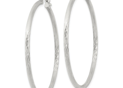 Sterling Silver Polished/Satin D/C Hoop Earrings