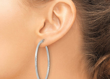 Sterling Silver Polished/Satin D/C Hoop Earrings
