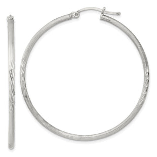 Sterling Silver Polished/Satin D/C Hoop Earrings