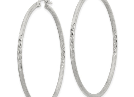 Sterling Silver Polished/Satin D/C Hoop Earrings
