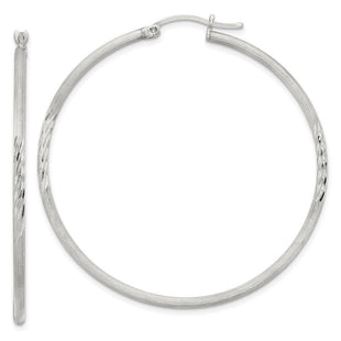 Sterling Silver Polished/Satin D/C Hoop Earrings