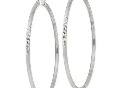 Sterling Silver Polished/Satin D/C Hoop Earrings