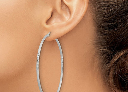 Sterling Silver Polished/Satin D/C Hoop Earrings