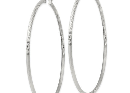 Sterling Silver Polished/Satin D/C Hoop Earrings