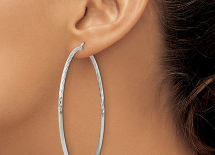 Sterling Silver Polished/Satin D/C Hoop Earrings