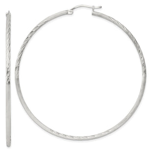 Sterling Silver Polished/Satin D/C Hoop Earrings