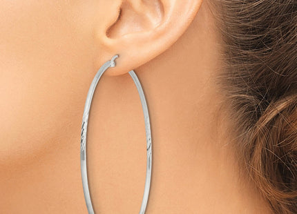 Sterling Silver Polished/Satin D/C Hoop Earrings