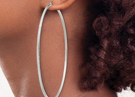 Sterling Silver Polished/Satin D/C Hoop Earrings