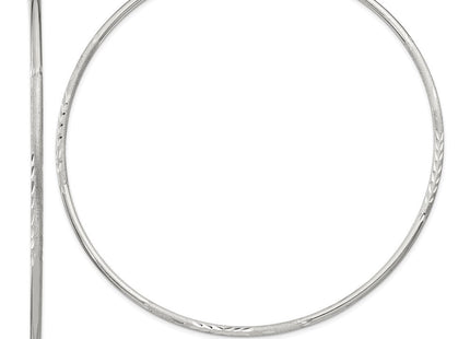 Sterling Silver Polished/Satin D/C Hoop Earrings