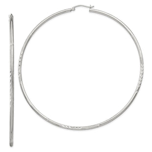 Sterling Silver Polished/Satin D/C Hoop Earrings