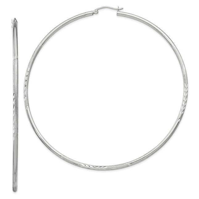 Sterling Silver Polished/Satin D/C Hoop Earrings