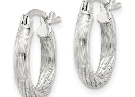 Sterling Silver Polished/Satin D/C Hoop Earrings