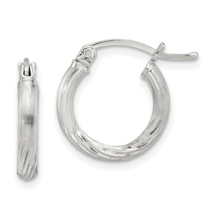 Sterling Silver Polished/Satin D/C Hoop Earrings