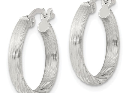 Sterling Silver Polished/Satin D/C Hoop Earrings