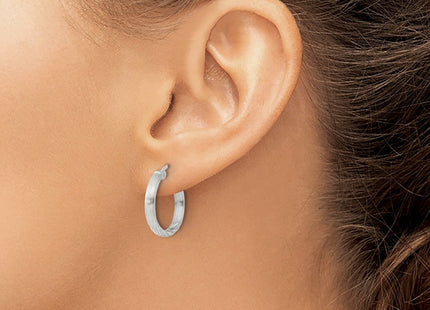 Sterling Silver Polished/Satin D/C Hoop Earrings