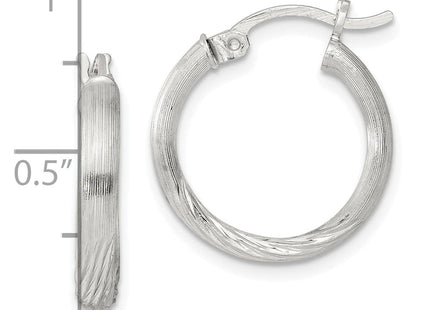Sterling Silver Polished/Satin D/C Hoop Earrings