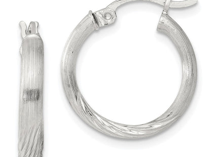 Sterling Silver Polished/Satin D/C Hoop Earrings