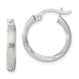 Sterling Silver Polished/Satin D/C Hoop Earrings