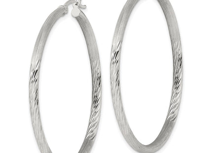 Sterling Silver Polished/Satin D/C Hoop Earrings