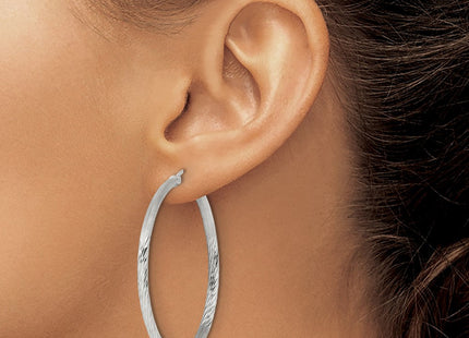 Sterling Silver Polished/Satin D/C Hoop Earrings