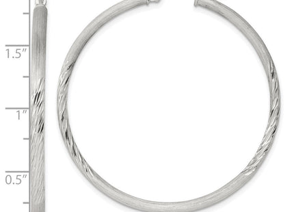 Sterling Silver Polished/Satin D/C Hoop Earrings