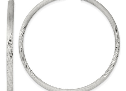Sterling Silver Polished/Satin D/C Hoop Earrings