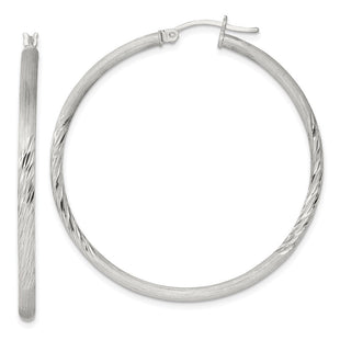 Sterling Silver Polished/Satin D/C Hoop Earrings
