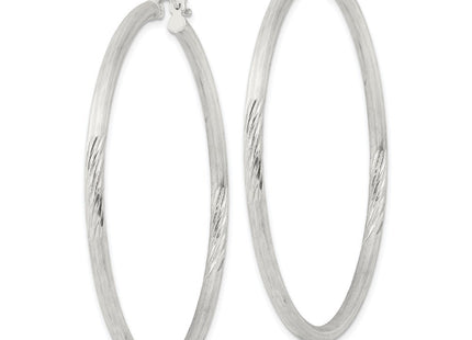 Sterling Silver Polished/Satin D/C Hoop Earrings