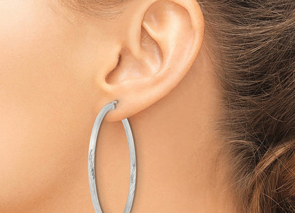 Sterling Silver Polished/Satin D/C Hoop Earrings