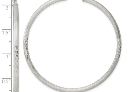 Sterling Silver Polished/Satin D/C Hoop Earrings