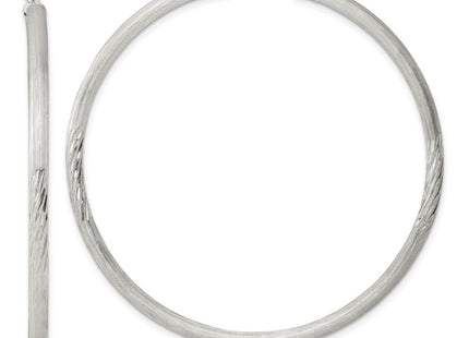Sterling Silver Polished/Satin D/C Hoop Earrings