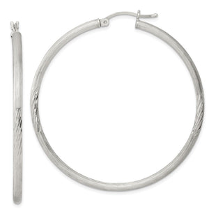Sterling Silver Polished/Satin D/C Hoop Earrings