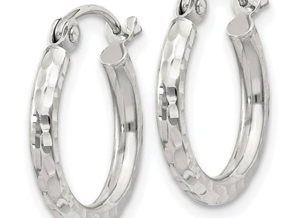 Sterling Silver Diamond Cut Hoop Earrings (Style QE4460SP)