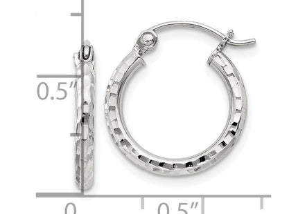 Sterling Silver Diamond Cut Hoop Earrings (Style QE4460SP)