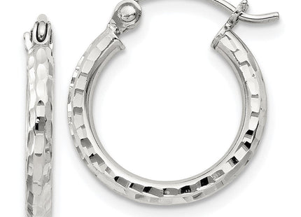 Sterling Silver Diamond Cut Hoop Earrings (Style QE4460SP)