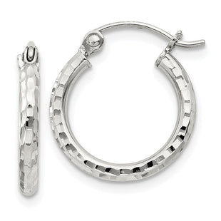 Sterling Silver Diamond Cut Hoop Earrings (Style QE4460SP)