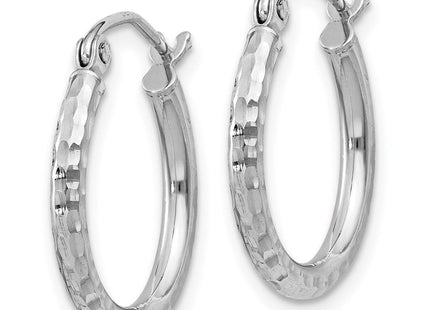 Sterling Silver Rhodium Plated Diamond Cut Hoop Earrings (Style QE4461)