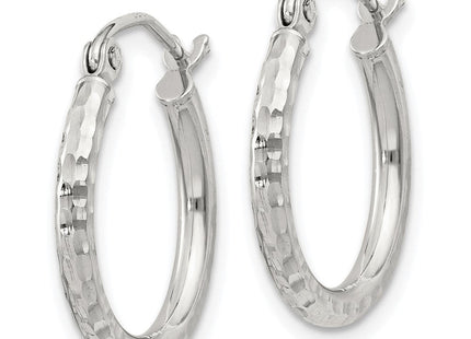 Sterling Silver Diamond Cut Hoop Earrings (Style QE4461SP)
