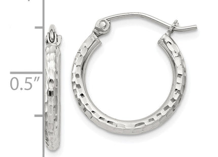 Sterling Silver Diamond Cut Hoop Earrings (Style QE4461SP)